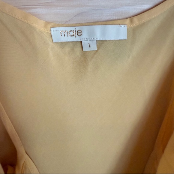 Maje Yellow Lace Guipure Short Sleeve Midi Dress Size 1 (US 4) Fit and Flare